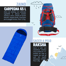 Carica l'immagine nel visualizzatore di Gallery, KIT ZAINO CARPEGNA 65+SACCOLETTO RAKSHA