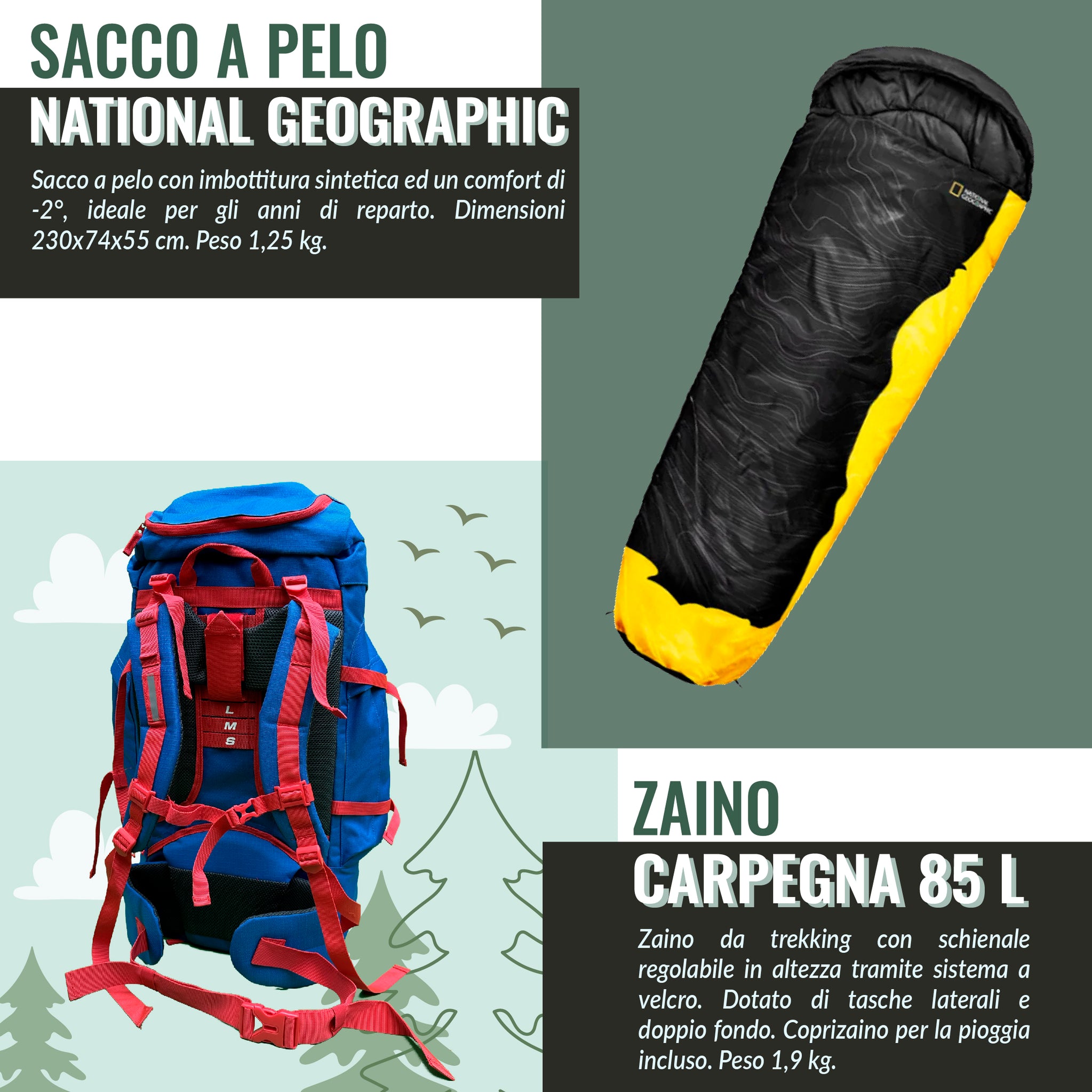 KIT ZAINO E SACCO A PELO PER ESPLORATORI E GUIDE